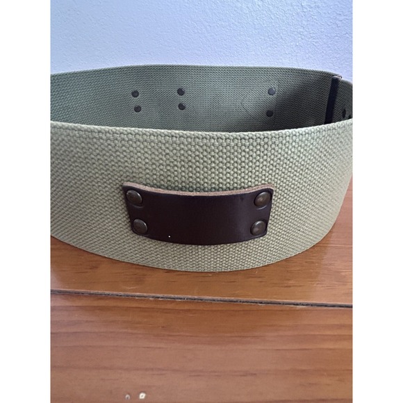 Military Green Brown Leather Double Buckle Straps Stable Style Steampunk Blt38in - Picture 4 of 5